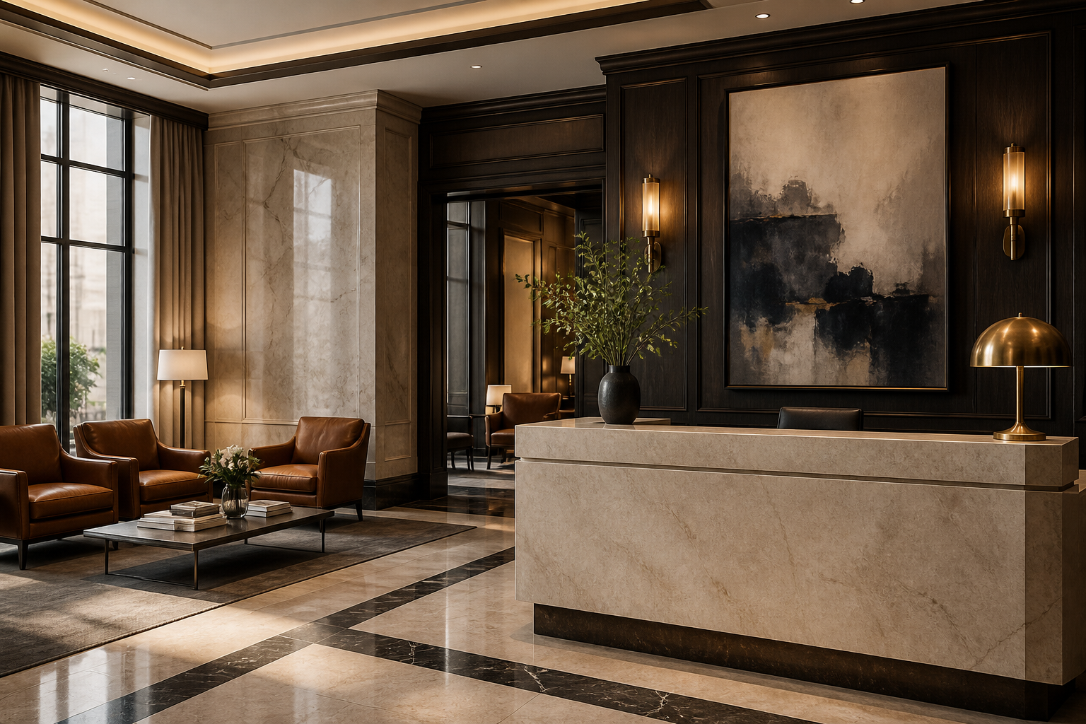The reception and lobby of Mercer & Beekman